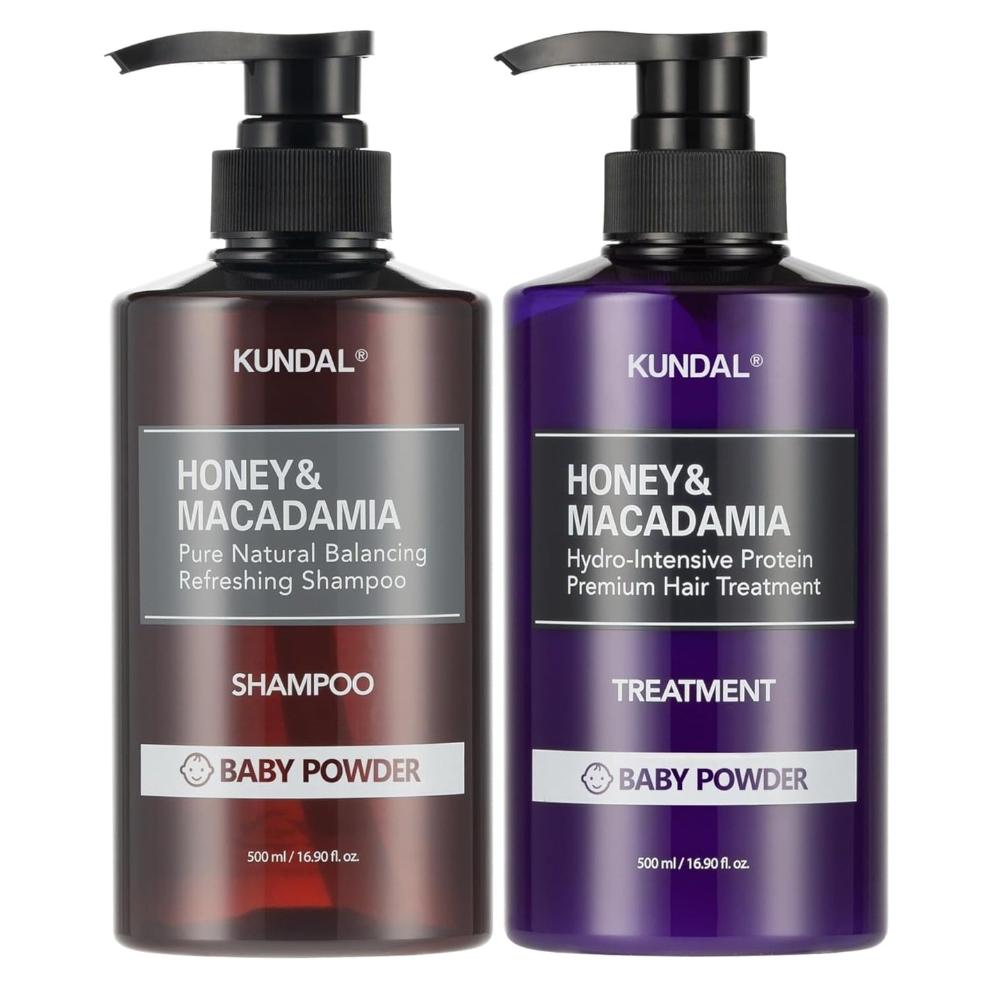 KUNDAL Natural Shampoo and Conditioner Set [Baby Powder]